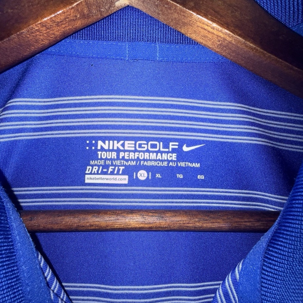 Nike Polo Shirt Mens XL Blue Dri-FIT Standard Fit Golf Performance Stretch - Picture 5 of 8